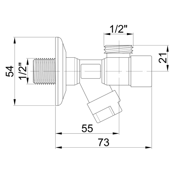 Кран приладовий буксовий Icma 1/2" кутовий №518
