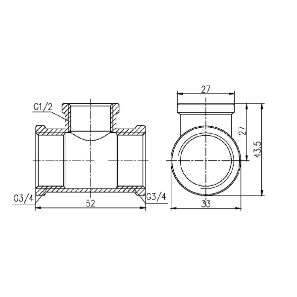Трійник редукційний SD Forte 3/4" х 1/2" х 3/4" ВВ SF362201520
