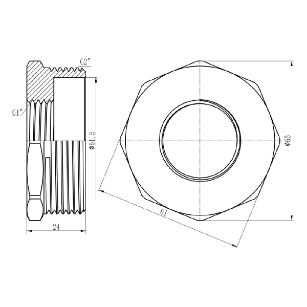 Футорка SD Forte 2" х 1" ЗВ SF3745025