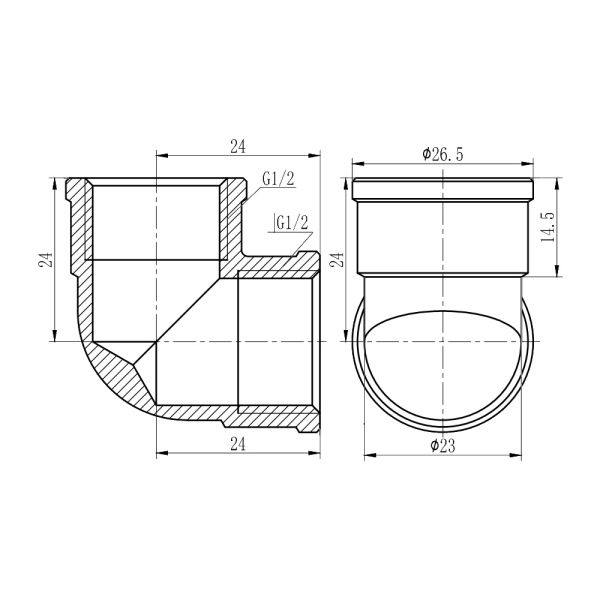 Кут SD Forte 1/2" ВВ хром SF368H15