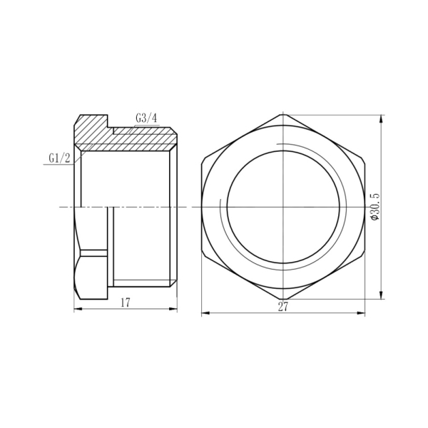 Футорка SD Forte 3/4" х 1/2" ЗВ хром SF374H2015