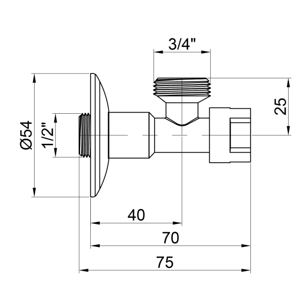 Кран приладовий буксовий Icma 1/2" х 3/4" кутовий №519