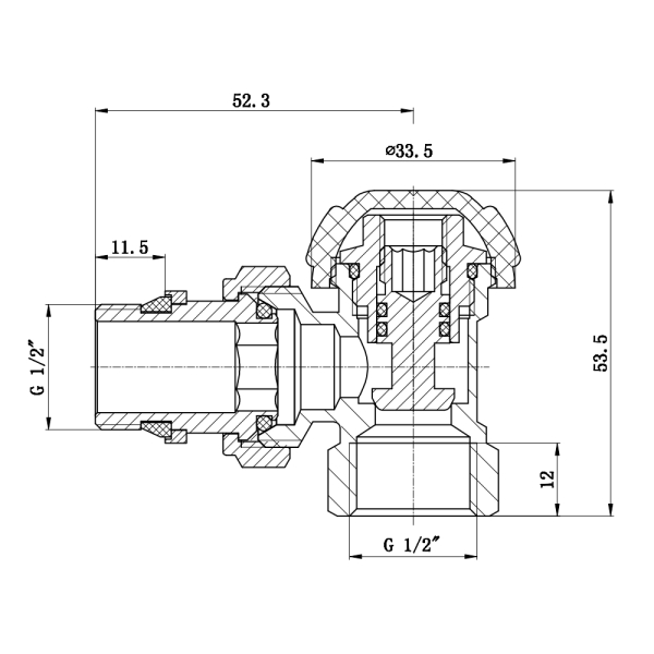 Кран радіаторний SD Forte Powerful 1/2" з антипротіканням кутовий SF233W15