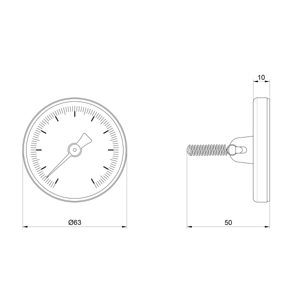 Термометр SD Plus 120C 63 мм накладний SD175