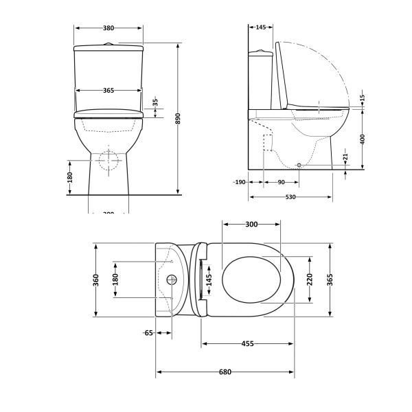 Унітаз підлоговий Jay 680×370×815 мм, White, з сидінням Slim Duroplast/ Soft-close/ Quick Release QT07222176W Qtap