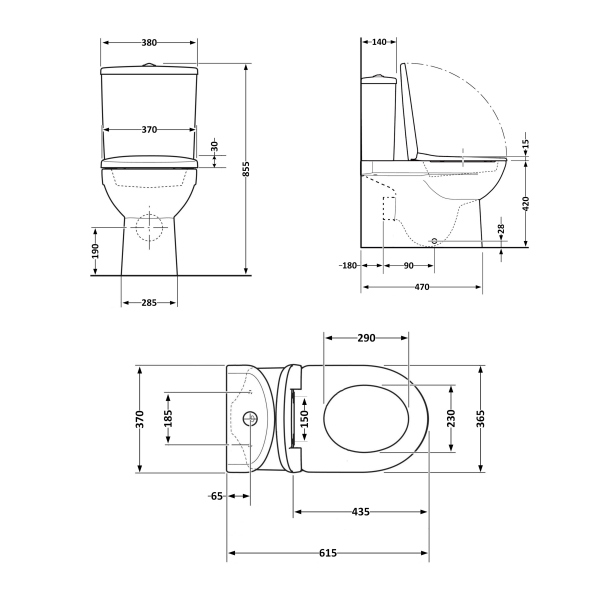 Унітаз підлоговий Swan Rimless 610×360×835 мм, White, з сидінням Slim Duroplast/ Soft-close/ Quick Release QT15222179W Qtap