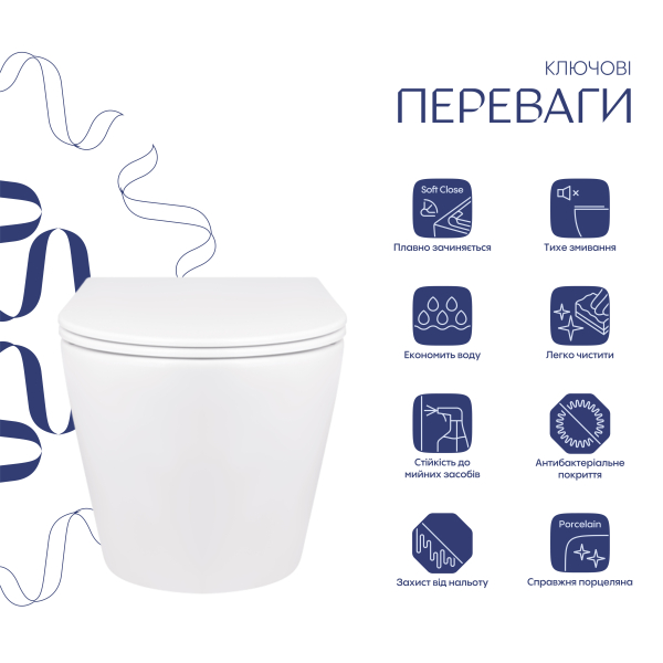 Унітаз підвісний Swan Rimless 520х360х320 мм, White, з сидінням Slim Duroplast/ Soft-close/ Quick Release QT16335178W Qtap