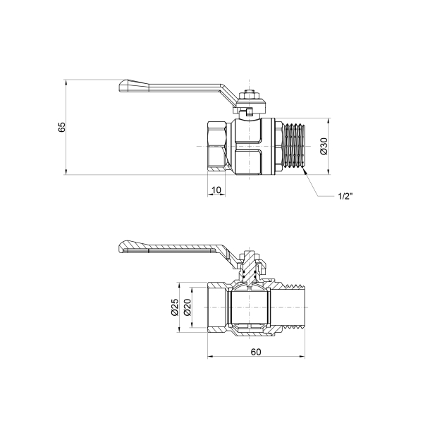 Кран кульовий Icma 1/2" прямий №352