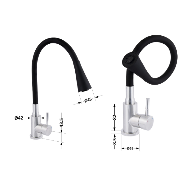 Змішувач для кухні Lidz Aria 015F31 з гнучким виливом (k35) LDARI015F31BNK31872 Black / Nickel