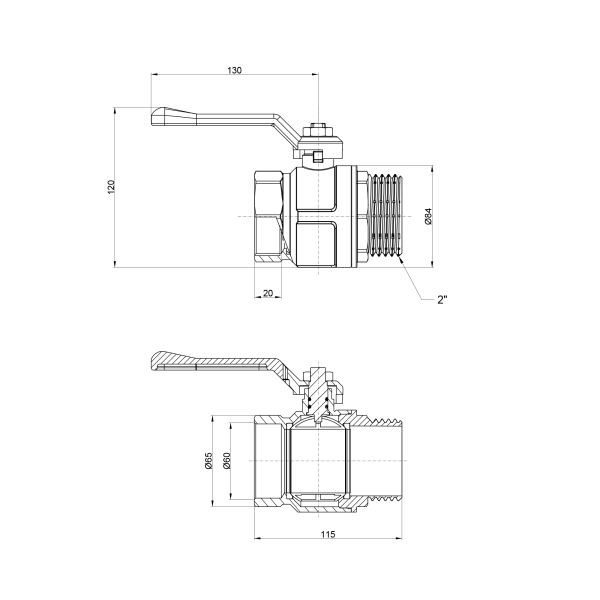 Кран кульовий Icma 2" прямий №352