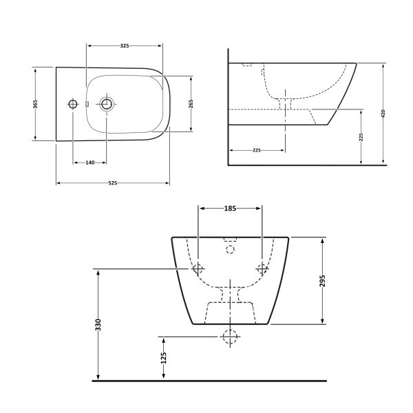 Біде підвісне Crow 520х360х290 мм, White QT05555370W Qtap