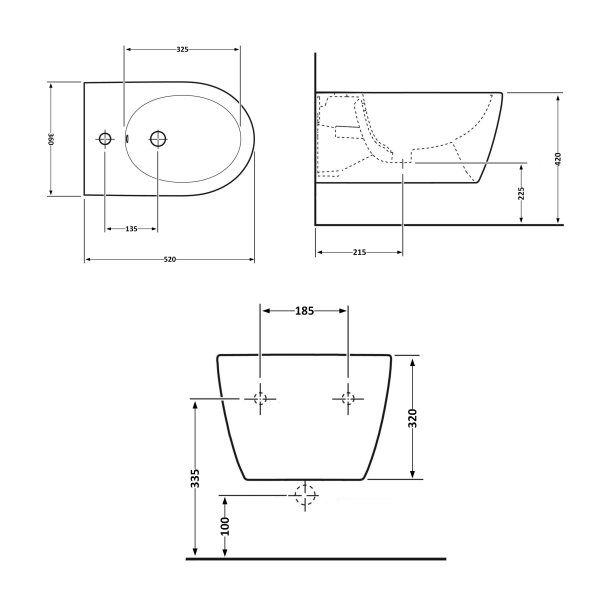 Біде підвісне Jay 520х360х320 мм, White QT07555376W Qtap