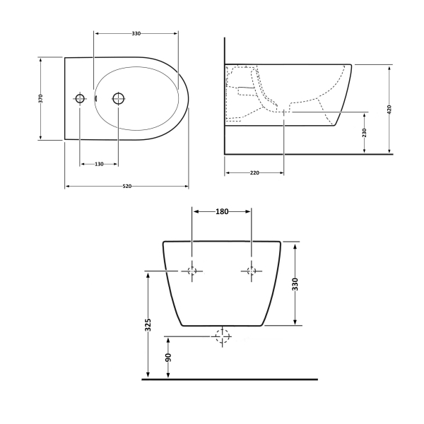 Біде підвісне Swan 520х360х320 мм, White QT16555378W Qtap