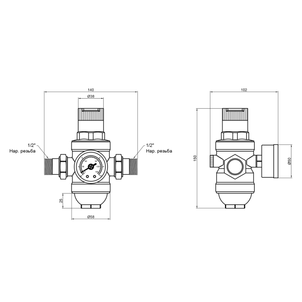 Фільтр самопромивний SD Forte 1/2" з редуктором SF128W15