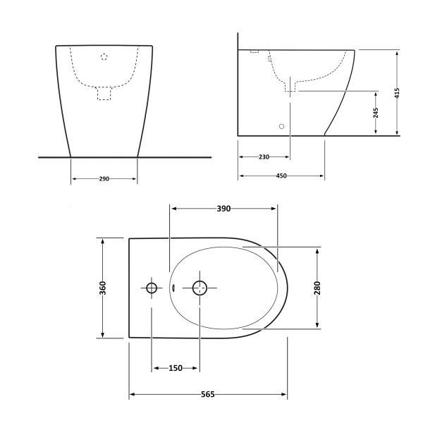 Біде підлогове Scorpio 565x355x410 мм, White QT14441380W Qtap