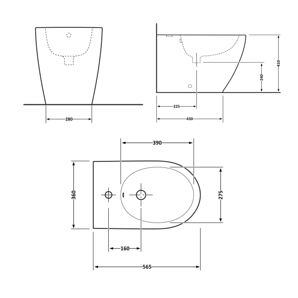 Біде підлогове Robin 560x355x410 мм, White QT13441381W Qtap