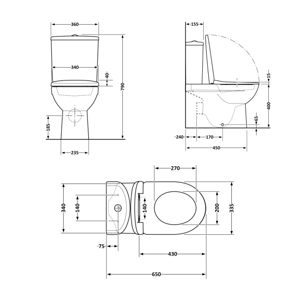 Унітаз підлоговий Presto Rimless 665×345×770 мм, White, з сидінням Slim Duroplast/ Soft-close/ Quick Release QT24221217AW Qtap