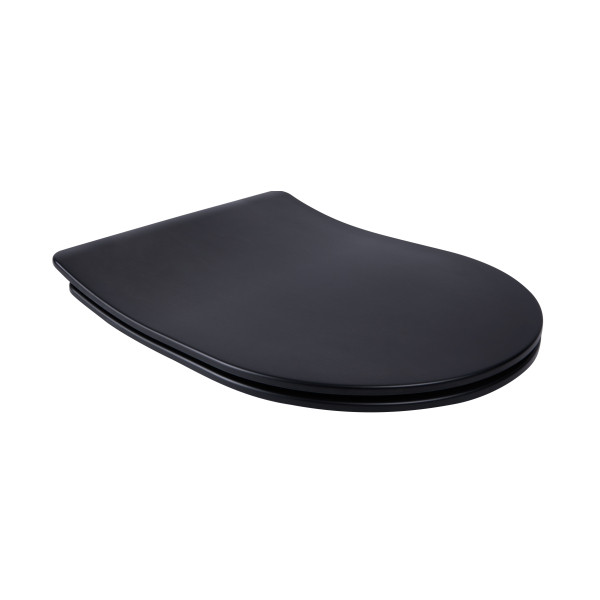 Сидіння для унітаза (Robin, Scorpio) 450x365x52 мм, Matt Black, з мікроліфтом, Slim Duroplast, Quick Release QT99U184UF450MB Qtap