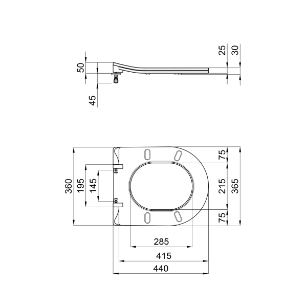 Сидіння для унітаза (Robin, Scorpio) 450x365x52 мм, Matt Black, з мікроліфтом, Slim Duroplast, Quick Release QT99U184UF450MB Qtap