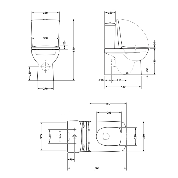 Унітаз підлоговий Kalao Rimless 660×360×820 мм, White, з сидінням Slim Duroplast/ Soft-close/ Quick Release QT08221213A W Qtap