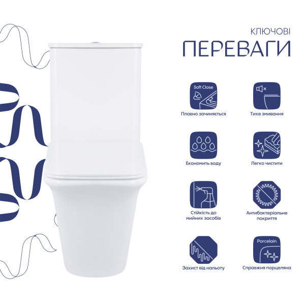 Унітаз підлоговий Kalao Rimless 660×360×820 мм, White, з сидінням Slim Duroplast/ Soft-close/ Quick Release QT08221213A W Qtap