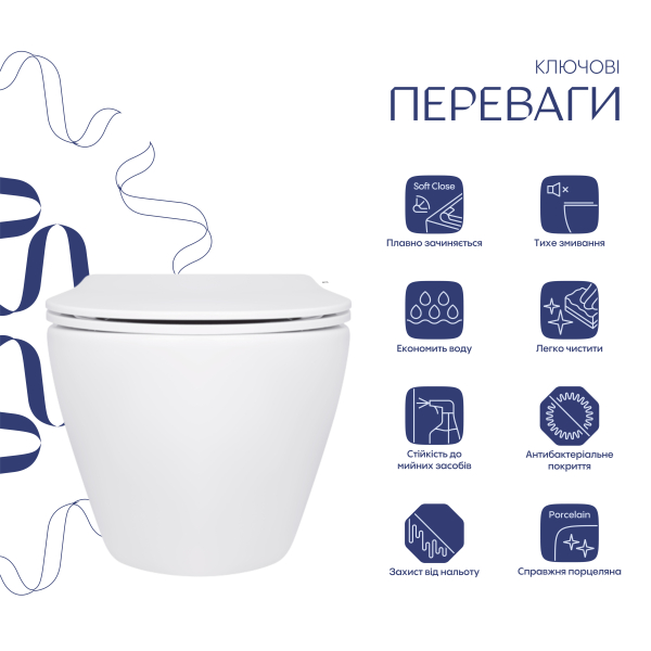 Унітаз підвісний Jay Ultra Quiet 485х360х320 мм, White, з сидінням Slim Duroplast/ Soft-close/ Quick Release QT07335177W Qtap
