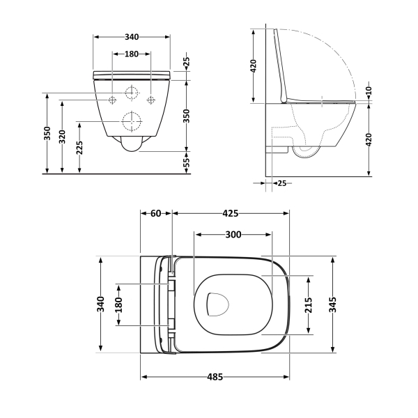 Унітаз підвісний Crow Ultra Quiet 490х360х290 мм, White, з сидінням Slim Duroplast/ Soft-close/ Quick Release QT05335171W Qtap