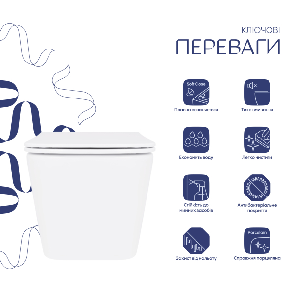 Унітаз підвісний Crow Ultra Quiet 490х360х290 мм, White, з сидінням Slim Duroplast/ Soft-close/ Quick Release QT05335171W Qtap