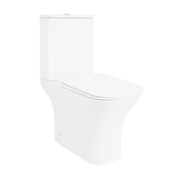 Унітаз підлоговий Presto Quadro Rimless 650х340х790 мм, White, з сидінням Slim Duroplast/ Soft-close/ Quick Release QT24221215AW Qtap