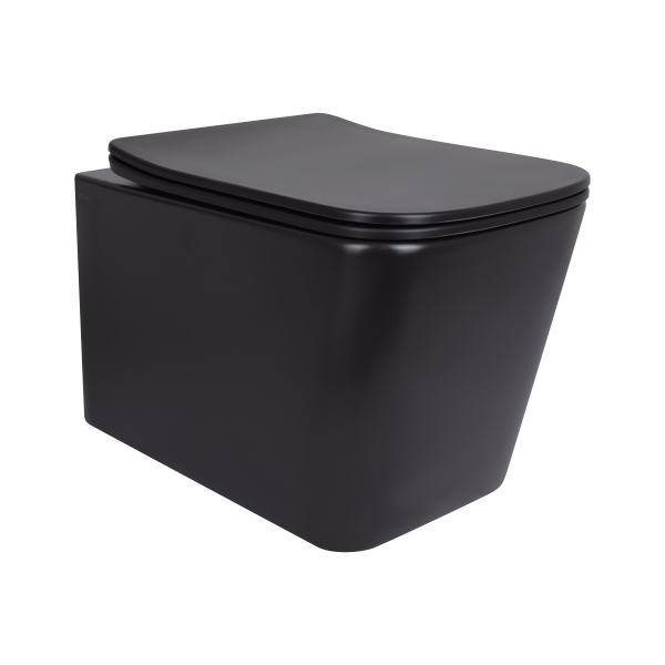 Унітаз підвісний Tern New Ultra Quiet 490x365x325 мм, Matt Black, з сидінням Slim Duroplast/ Soft-close/ Quick Release QT17332303ASMB Qtap