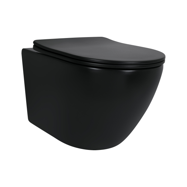 Унітаз підвісний Robin New Ultra Quiet 490x365x325 мм, Matt Black, з сидінням Slim Duroplast/ Soft-close/ Quick Release QT13332381АSMB Qtap