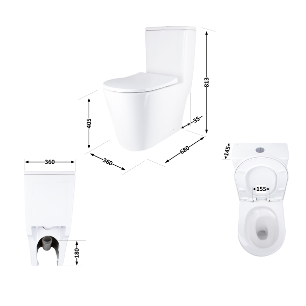 Унітаз-моноблок підлоговий Swan Ultra Quiet 680x360x813 мм, White, з сидінням Slim Duroplast/ Soft-close/ Quick Release QT16226080AW Qtap