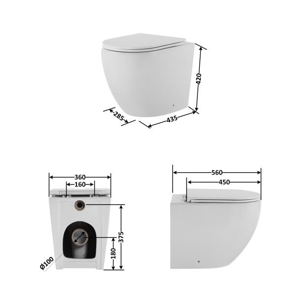 Унітаз підлоговий Robin Ultra Quiet 560x360x420 мм, White з сидінням Slim Duroplast/ Soft-close/ Quick Release QT13223381AW Qtap