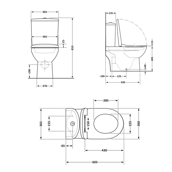 Унітаз підлоговий Dove Rimless 605x370x800 мм, White, з сидінням Slim Duroplast/ Soft-close/ Quick Release QT06228380BW Qtap