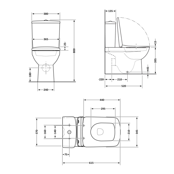 Унітаз підлоговий Aries Rimless 620x360x800 мм, White, з сидінням Slim Duroplast/ Soft-close/ Quick Release QT03228302W Qtap