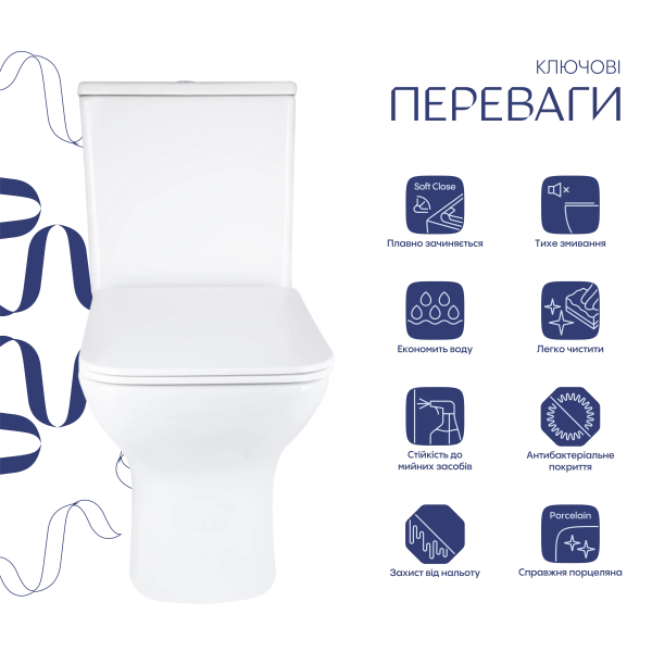 Унітаз підлоговий Aries Rimless 620x360x800 мм, White, з сидінням Slim Duroplast/ Soft-close/ Quick Release QT03228302W Qtap