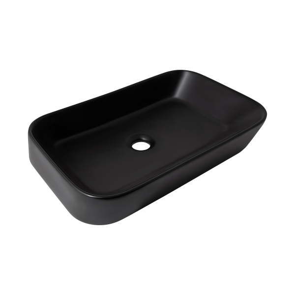 Раковина накладна Scorpio 550х390х120 мм, Matt Black, прямокутна, без донного клапана QT14112243MBN Qtap