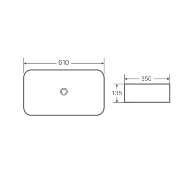 Раковина накладна Tern 610x350x135 мм, White, прямокутна, без донного клапана QT17118140W Qtap