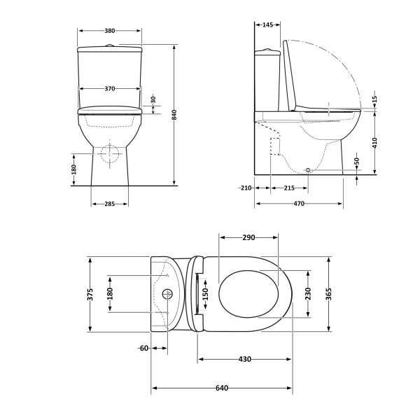 Унітаз підлоговий Jay Ultra Quiet 640x360x835 мм, White, з сидінням Slim Duroplast/ Soft-close/ Quick Release QT07222175TW Qtap
