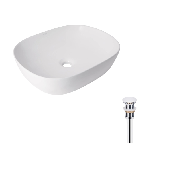 Комплект Qtap Aquarius: Раковина накладна прамокутна 470x380x120 мм White + Донний клапан PU02