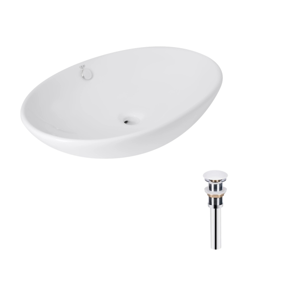 Комплект Qtap Dove: Раковина накладна овальна 635x420x150 мм White + Донний клапан PU02O
