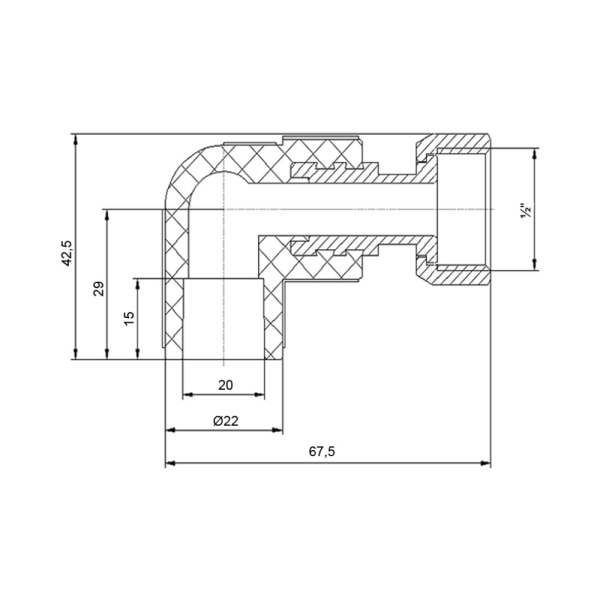Коліно PPR Blue Ocean з накидною гайкою 20 x 1/2", 90° ВР