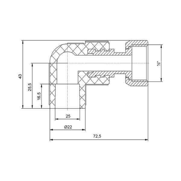 Коліно PPR Blue Ocean з накидною гайкою 25 x 1/2", 90° ВР
