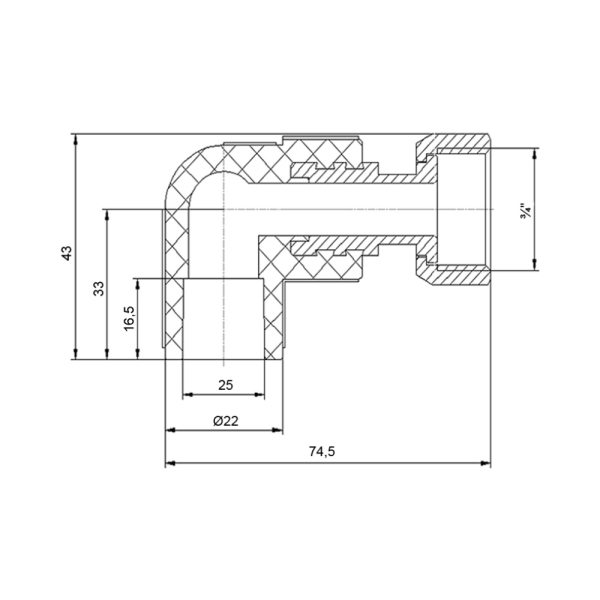 Коліно PPR з накидною гайкою Blue Ocean 25 x 3/4", 90° ВР з латунним штоком