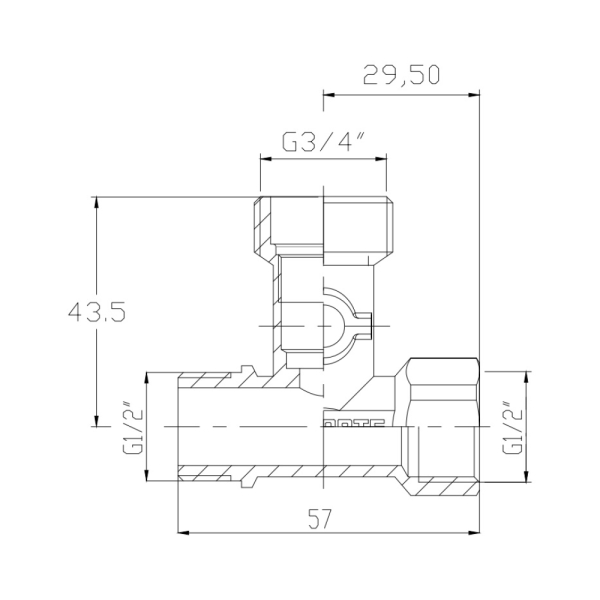 Кран приладовий кульовий SD Forte 1/2" х 3/4" х 1/2" SF186W152015