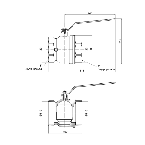 Кран кульовий SD Plus 4" ВР для води (важіль) SD600W100