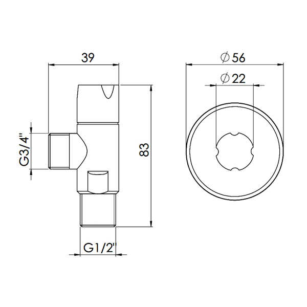 Кран приладовий SD Forte 1/2" х 3/4" ручка" коло" SF342W1520
